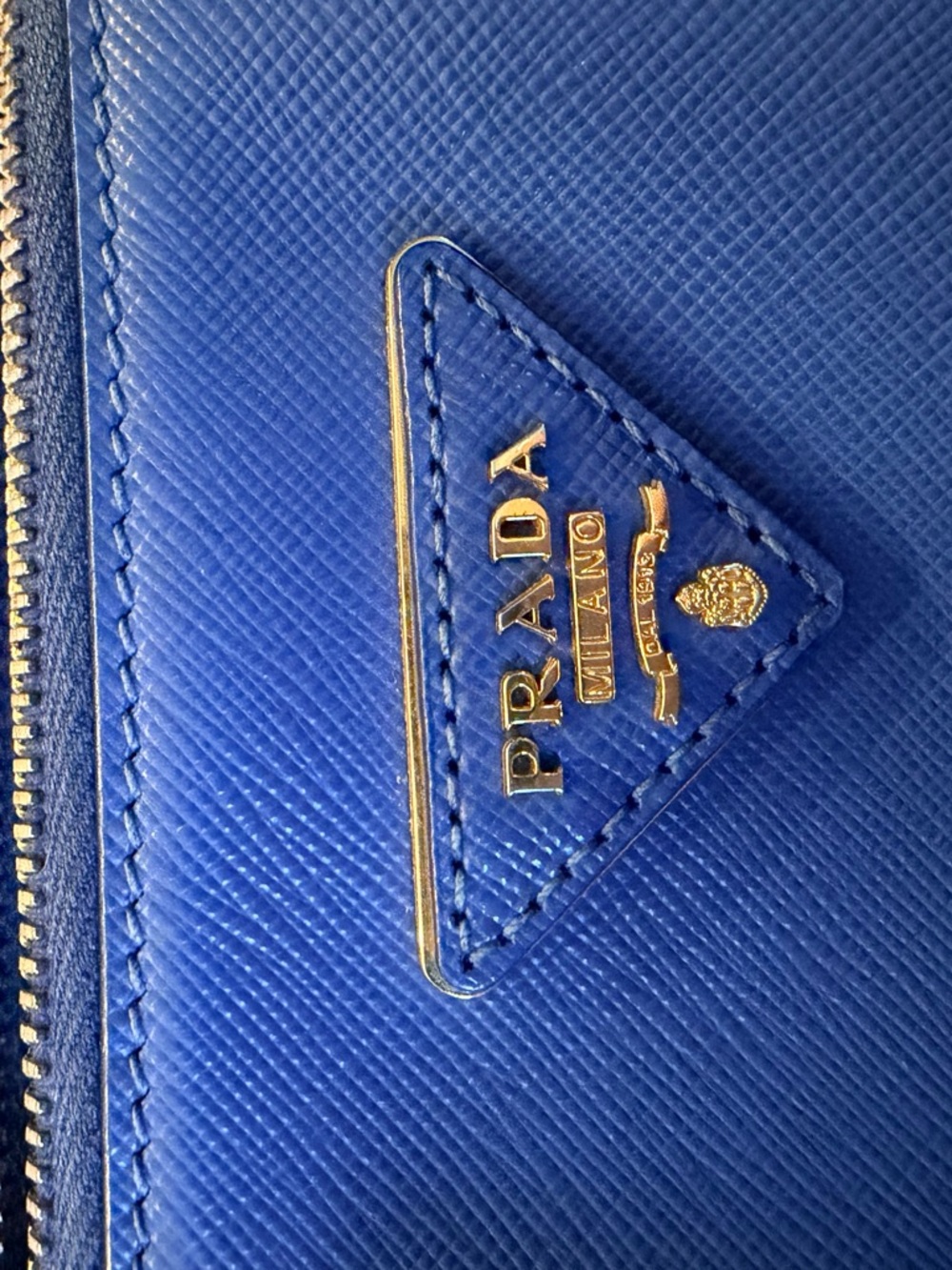 Prada Blue Saffiano Satchel with Gold Hardware - Picture 13 of 13